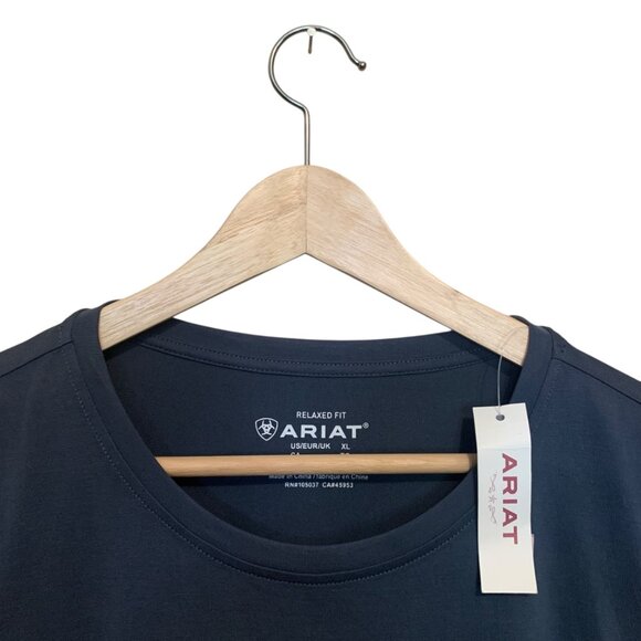 NWT Ariat Women’s Top Washed Jersey Knit Tank Raw Edge Ruffle Midnight Navy XL - Picture 4 of 8